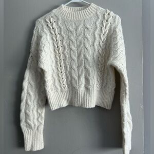 Abercrombie & Fitch Cream Cable-Knit Crew Sweater